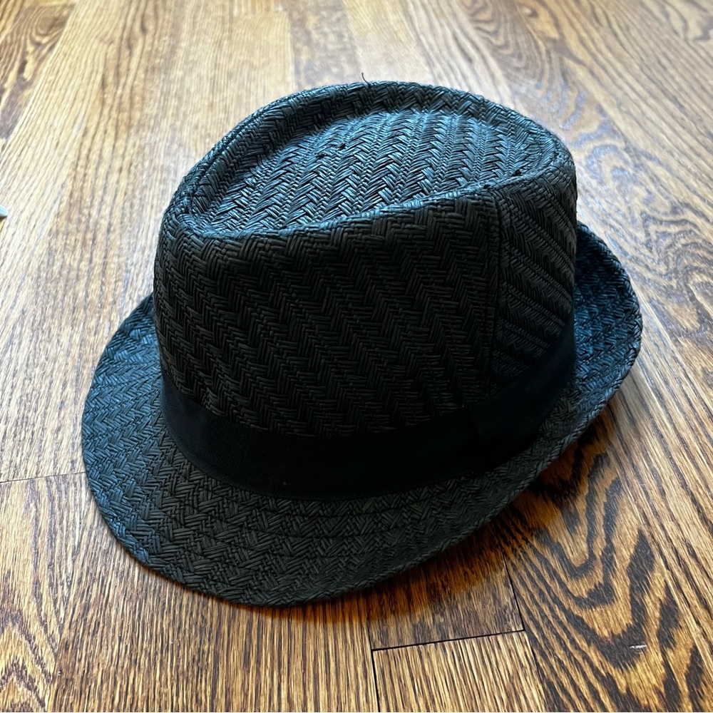 Black Weave Fedora Hat